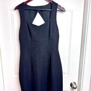 Banana Republic Monogram Black Cut Out Dress with Silver Thread Detail, Size 10